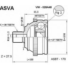 VW-028A48 ASVA Шарнирный комплект, приводной вал