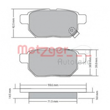1170444 METZGER Комплект тормозных колодок, дисковый тормоз