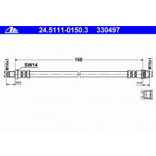 24.5111-0150.3 ATE Тормозной шланг