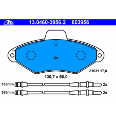 13.0460-3956.2 ATE Комплект тормозных колодок, дисковый тормоз