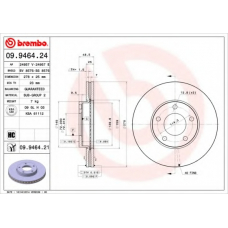 09.9464.24 BREMBO Тормозной диск