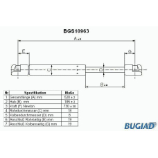 BGS10963 BUGIAD Газовая пружина, крышка багажник