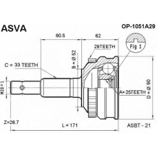 OP-1051A29 ASVA Шарнирный комплект, приводной вал