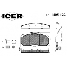 151405-122 ICER Комплект тормозных колодок, дисковый тормоз