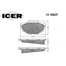 180069 ICER Комплект тормозных колодок, дисковый тормоз