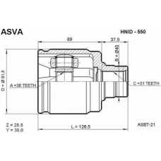 HNID-550 ASVA Шарнирный комплект, приводной вал