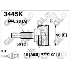 3445K GLO Шарнирный комплект, приводной вал