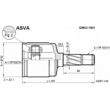 GMIU-1001 ASVA Шарнирный комплект, приводной вал