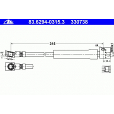 83.6294-0315.3 ATE Тормозной шланг