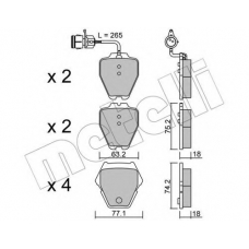 22-0774-0 METELLI Комплект тормозных колодок, дисковый тормоз
