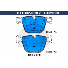 B1.G102-0638.2 GALFER Комплект тормозных колодок, дисковый тормоз