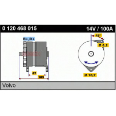 0 120 468 015 BOSCH Генератор 14v, 100 a