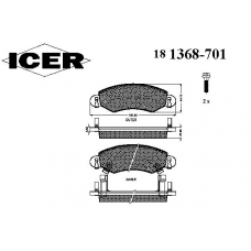 181368-701 ICER Комплект тормозных колодок, дисковый тормоз