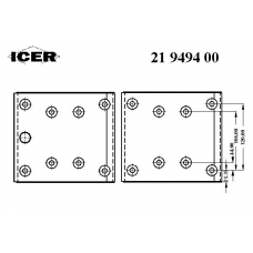 21 9494 00 ICER Комплект тормозных башмаков, барабанные тормоза