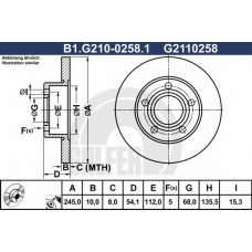 B1.G210-0258.1 GALFER Тормозной диск