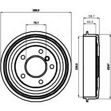 8DT 355 300-021 HELLA PAGID Тормозной барабан