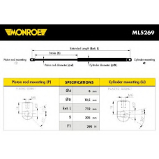 ML5269 MONROE Газовая пружина, капот