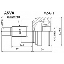 MZ-GH ASVA Шарнирный комплект, приводной вал