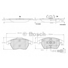 F 03B 150 155 BOSCH Комплект тормозных колодок, дисковый тормоз