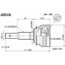 DW-006 ASVA Шарнирный комплект, приводной вал