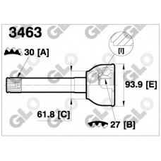 3463 GLO Шарнирный комплект, приводной вал