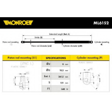 ML6152 MONROE Газовая пружина, капот