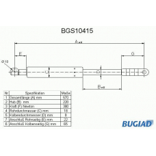 BGS10415 BUGIAD Газовая пружина, крышка багажник