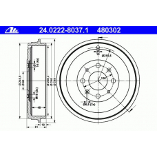 24.0222-8037.1 ATE Тормозной барабан