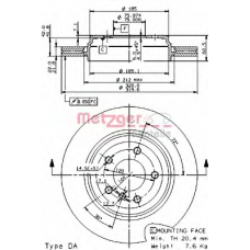 24936 V METZGER Тормозной диск