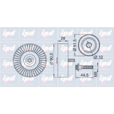 15-1026 IPD Паразитный / ведущий ролик, поликлиновой ремень