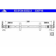 83.6134-0332.3 ATE Тормозной шланг