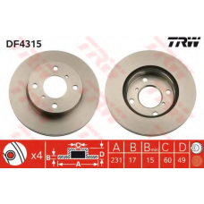 DF4315 TRW Тормозной диск