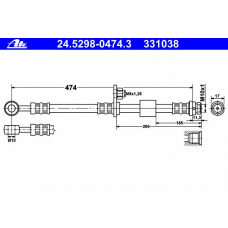 24.5298-0474.3 ATE Тормозной шланг