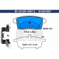 B1.G120-1007.2 GALFER Комплект тормозных колодок, дисковый тормоз