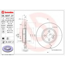 09.A047.31 BREMBO Тормозной диск