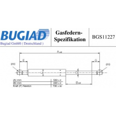 BGS11227 BUGIAD Газовая пружина, крышка багажник