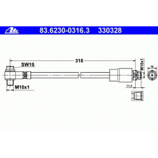 83.6230-0316.3 ATE Тормозной шланг