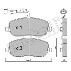 22-0530-1 METELLI Комплект тормозных колодок, дисковый тормоз