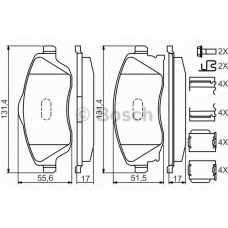 0 986 494 625 BOSCH Комплект тормозных колодок, дисковый тормоз