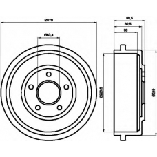 8DT 355 300-431 HELLA Тормозной барабан