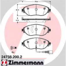 24738.200.2 ZIMMERMANN Комплект тормозных колодок, дисковый тормоз