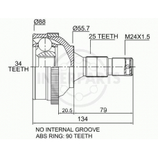 OJ-1760 InterParts Шарнирный комплект, приводной вал