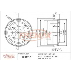 BD-4909 FREMAX Тормозной барабан