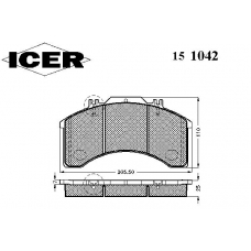151042 ICER Комплект тормозных колодок, дисковый тормоз