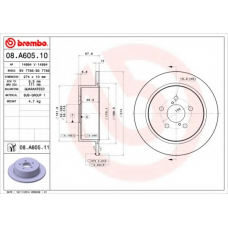 08.A605.11 BREMBO Тормозной диск