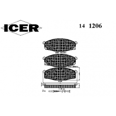 141206 ICER Комплект тормозных колодок, дисковый тормоз