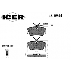 180944 ICER Комплект тормозных колодок, дисковый тормоз