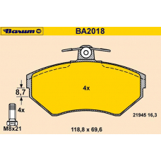 BA2018 BARUM Комплект тормозных колодок, дисковый тормоз