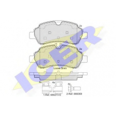 142224 ICER Комплект тормозных колодок, дисковый тормоз