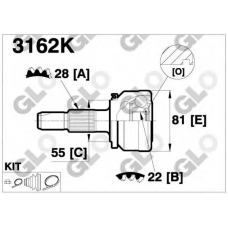 3162K GLO Шарнирный комплект, приводной вал